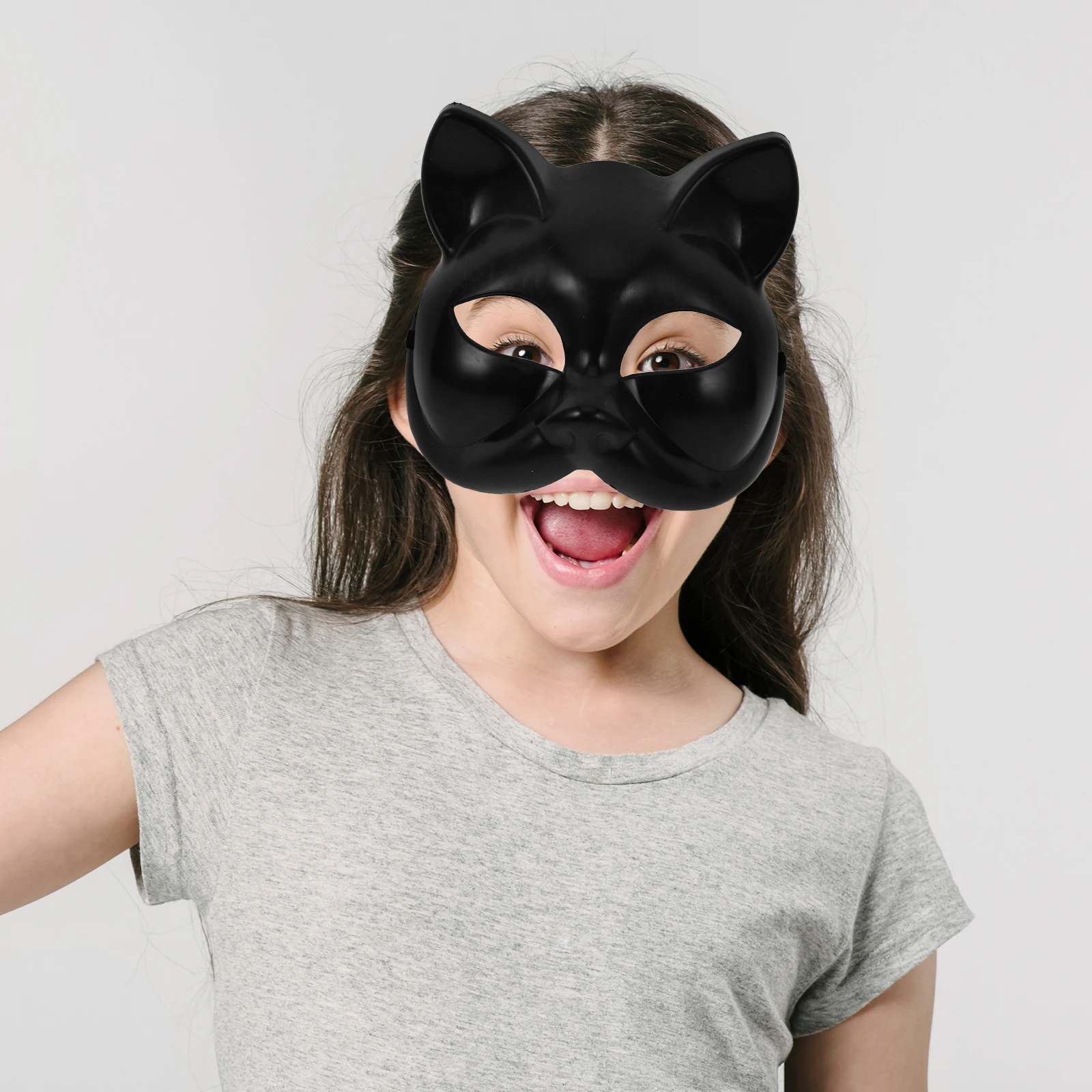 

Blank Mask DIY Facial Masks Costume Masquerade Plastic Japanese Black Cat Cosplay Man