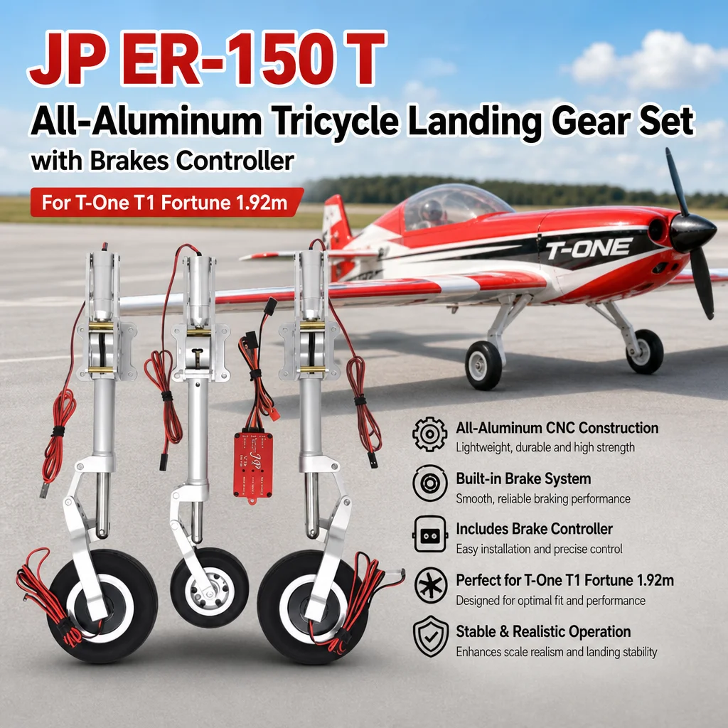 JP ER-150 T All-Aluminum Tricycle Landing Gear Set with Brakes Controller for T-One T1 Fortune 1.92m