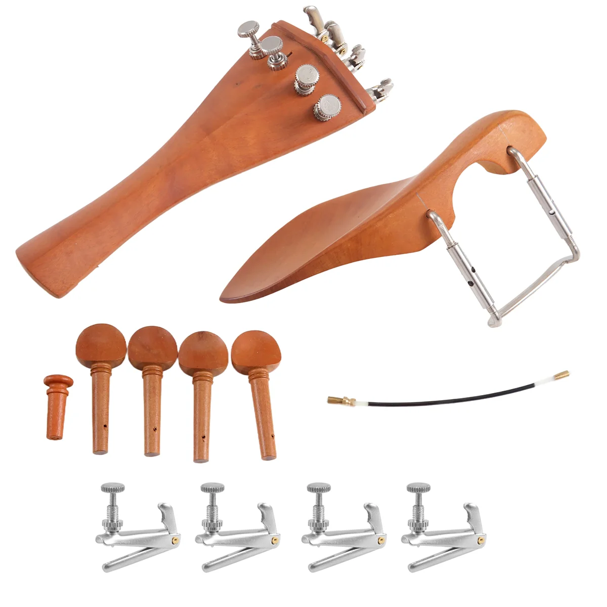 A Natural Jujube wood 4/4 violin Parts accessories Set of Fine-Tuning, Chinrest Chin Rest, Strings, Tail Nail, Tail Rope,