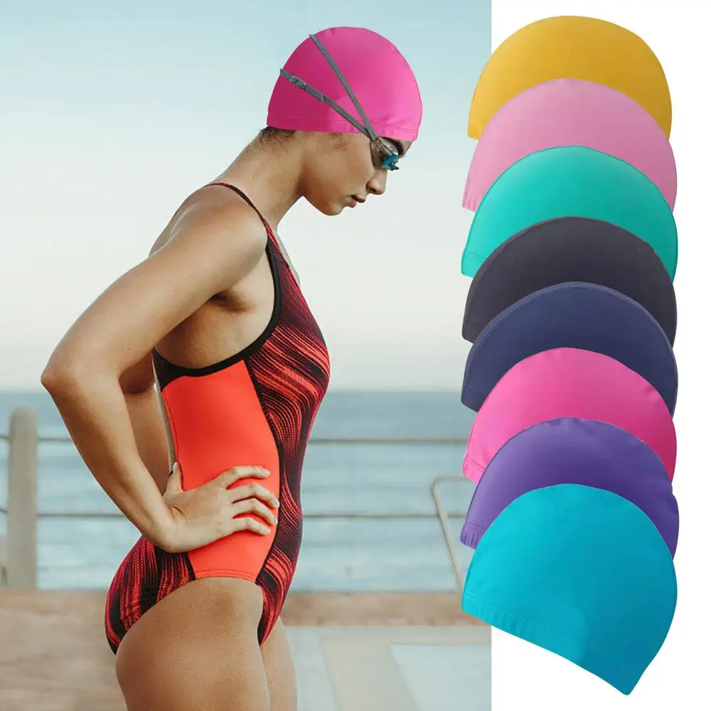 

Women Swimming Cap Girl Long Hair Bathing Swimming Caps Hat Men ice silk Water Sport Elastic Nylon Turban Hair Protection