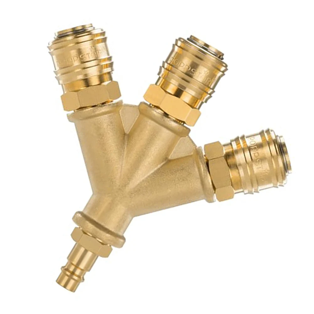 Pneumatic Splitter Gold 3-way for Air Manifold -20 To 250 C Temperature Up To 20 Bar Working Pressure For Workshops