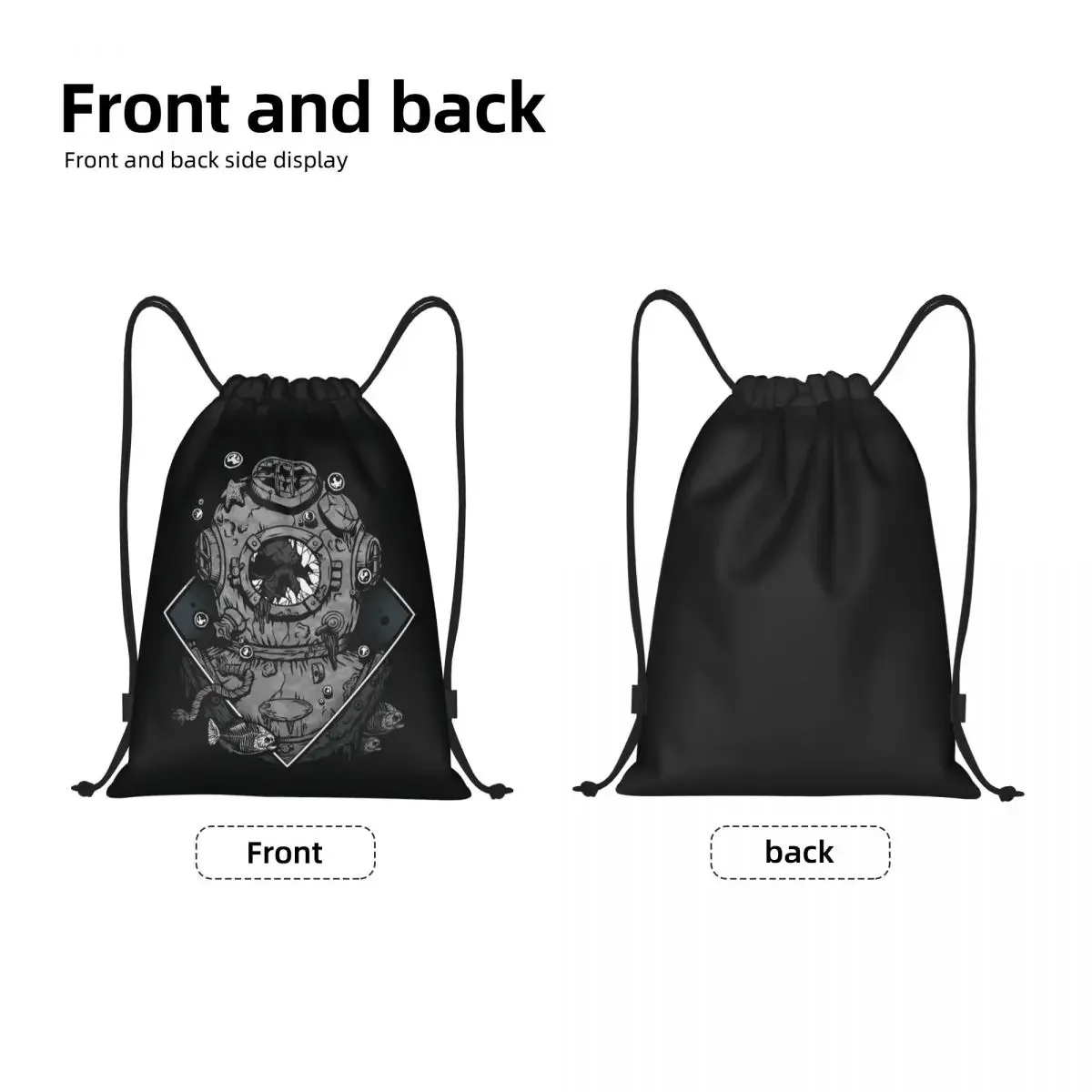 Scuba Skull Drawstring Backpack Women Men Gym Sport Sackpack Portable Occult Forgetfulness Shopping Bag Sack