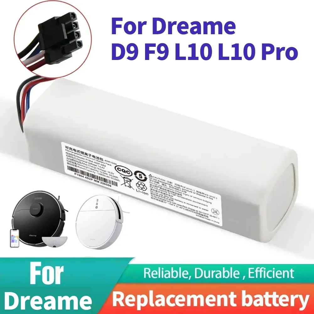 Genuine for Dreame Robot Vacuum Mop Cleaner D9 F9 L10 L10 Pro 12800mAh Lithium-ion Battery Pack 4INR19/66-2