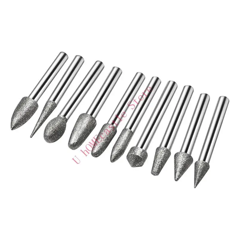 63HF 20Pcs/set Grinding Head Shank Abrasive Polishing Grinding Bit Jade Stone Metal Cutting Carving Drill Burrs