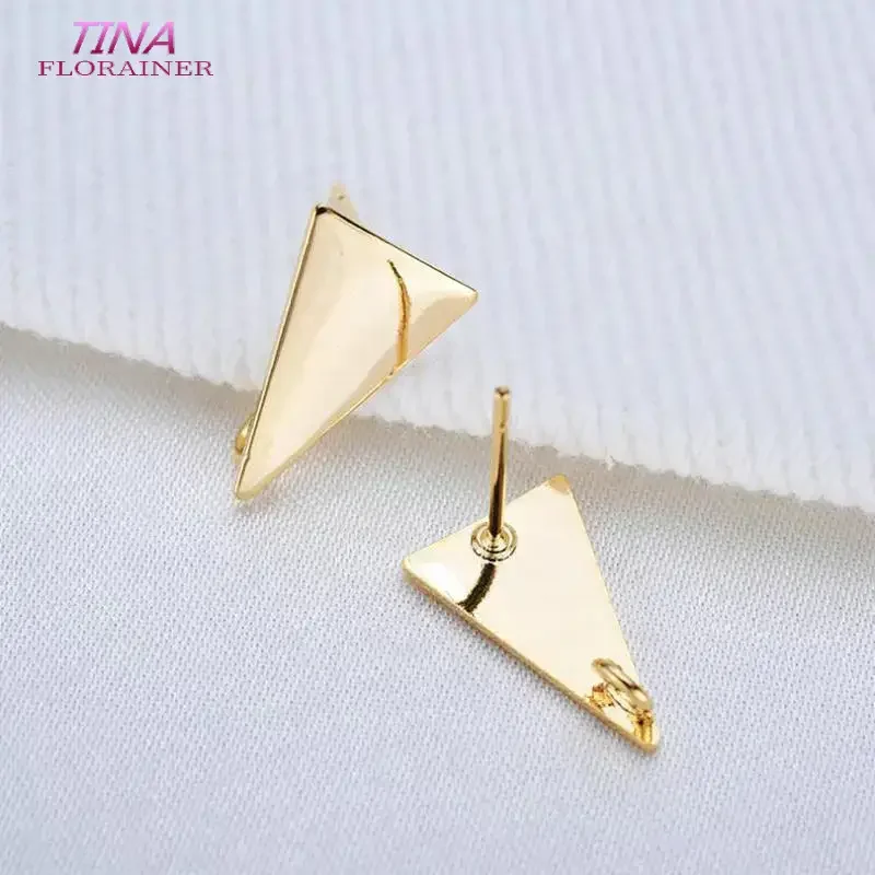 11.5*8 MM 14K Gold Plated Brass Triangle Stud Earrings High Quality DIY  For Jewelry Making Finding Earrings Accessories