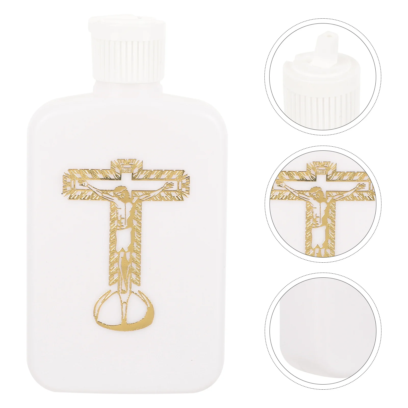 Holy Water Bottle Refillable Christian Empty Bottle 100ml Jesus Cross Pattern Compact Travel Blessing Flask Holy Water Flask