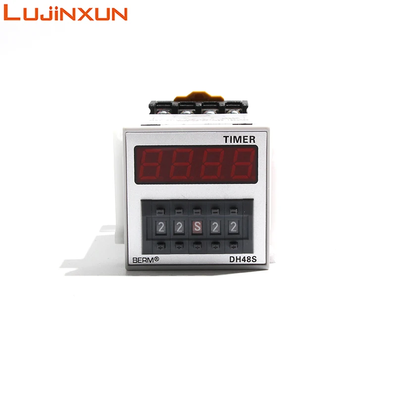 LUJINXUN DH48S-1Z Digital Display Time Relay, Timer with Pause, Reset Contact, Adjustable from 0.01 to 99 Hours,With The Base