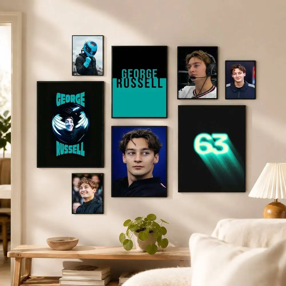 Racing Driver George Russell  Poster High Quality Dorm Living Room Aesthetic Wall Decoration Painting Stickers Gift
