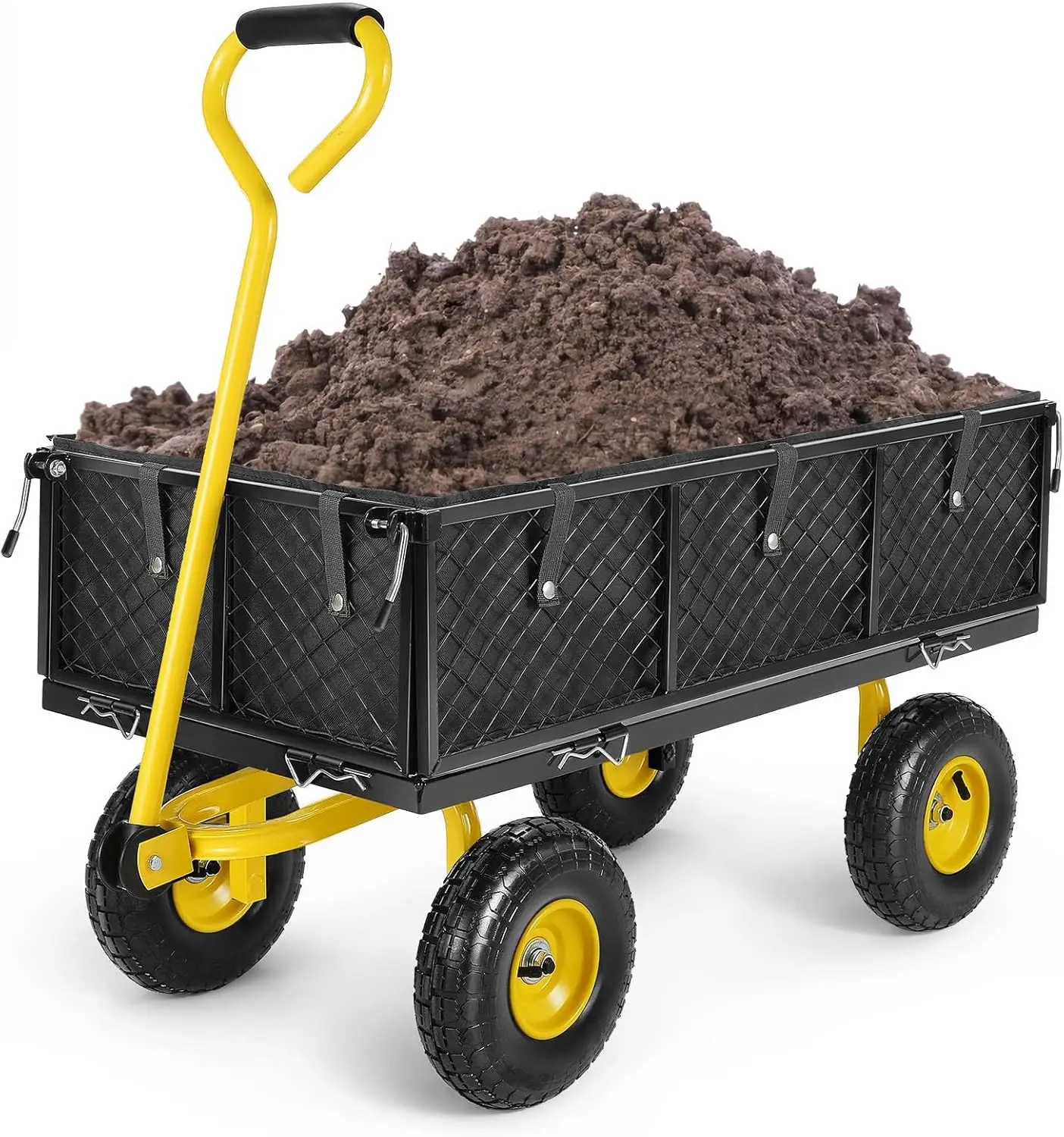 

Садовая тележка MAX 880 фунтов, сверхмощная складная сетчатая стальная садовая тележка с 180 ° Вращающаяся ручка и 10-дюймовые шины, выдвижной двор Ca