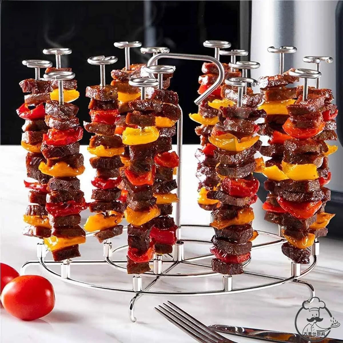 

Кухонная стойка для барбекю, духовка для жарки, шампур для мяса, аксессуары для выпечки, съемный вращающийся барбекю для использования в помещении