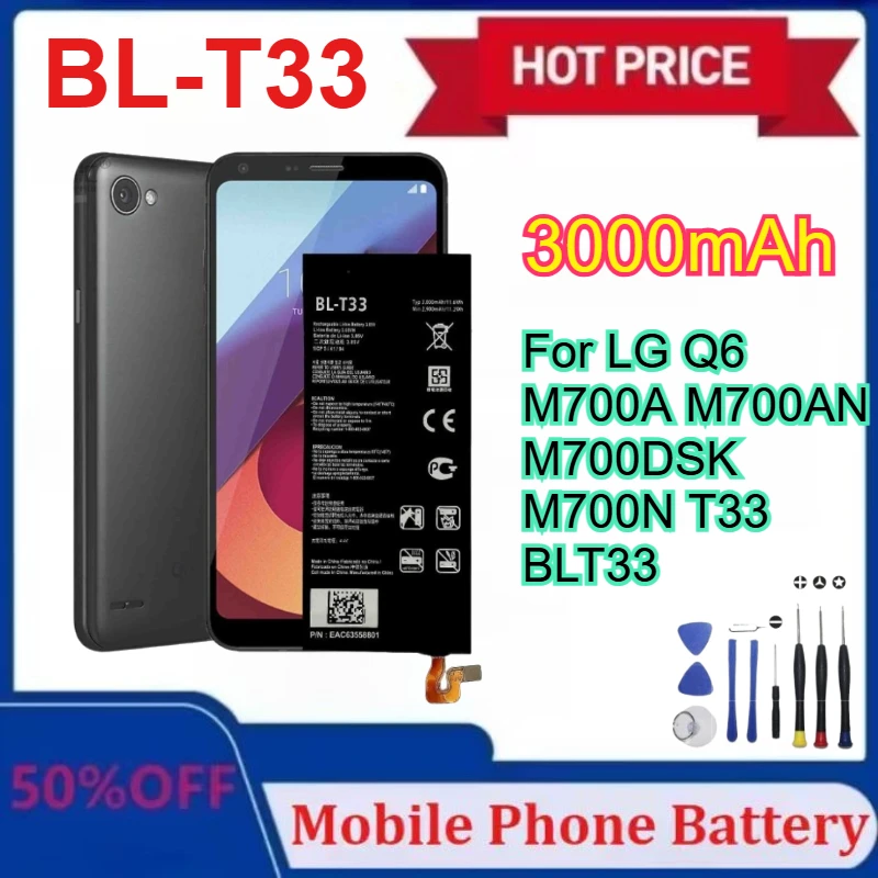 

Upgraded BL-T33 3000mAh Replacement Battery for LG Q6 M700A M700AN M700DSK M700N T33 BLT33 Mobile Phone Batteries