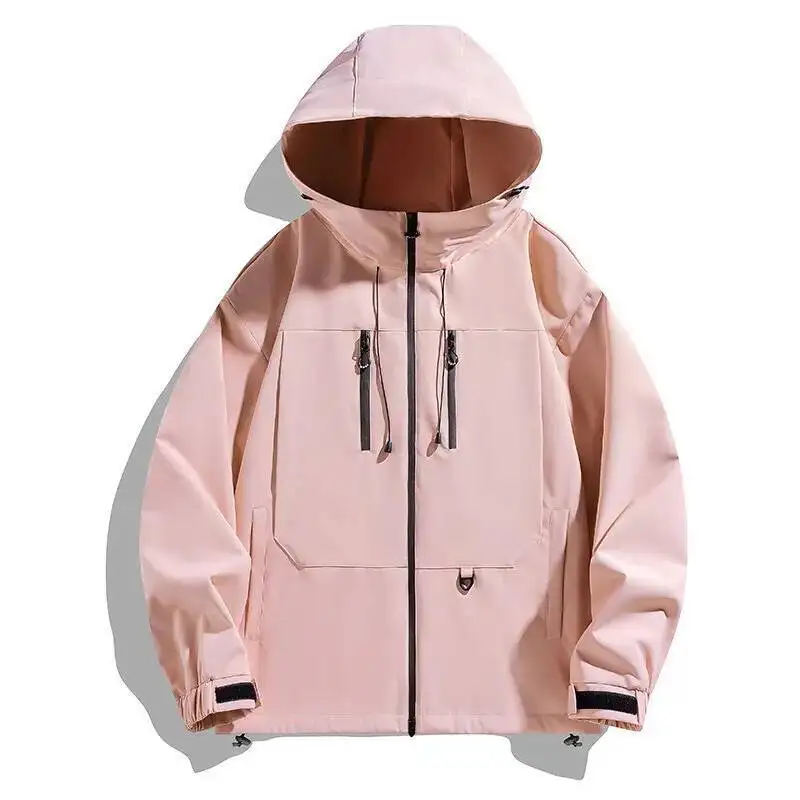 

Весенне-осенняя уличная повседневная мужская однотонная ветрозащитная водонепроницаемая верхняя одежда на молнии с капюшоном, пальто, пара штурмовиков, куртка