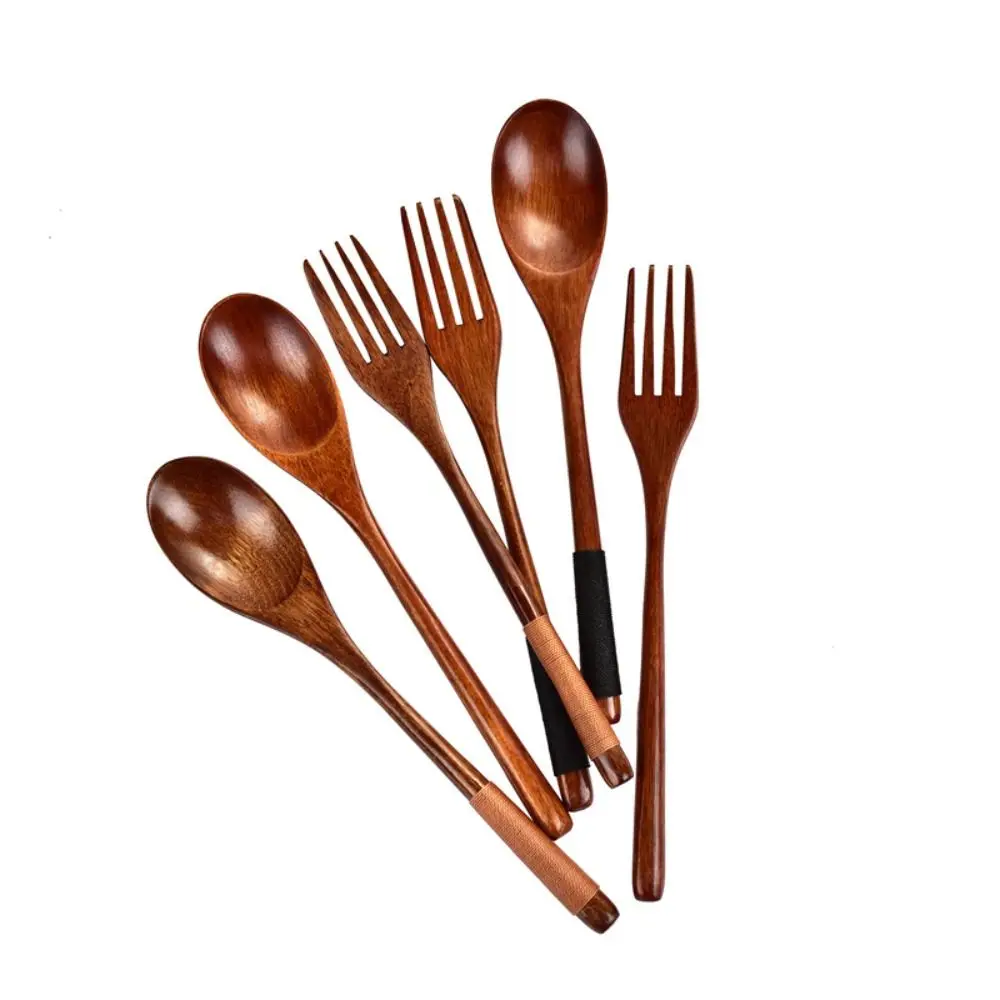 High Quality Natural Wooden Spoon Handmade Wooden Fork Home Cookware Kitchen Accessories