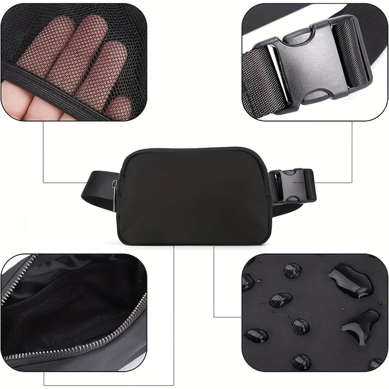Damen Hüfttasche mit Reißverschluss, Brusttasche, Outdoor-Sport-Umhängetasche, Lässige Reise-Gürteltasche, Geldbeutel – Detail 5