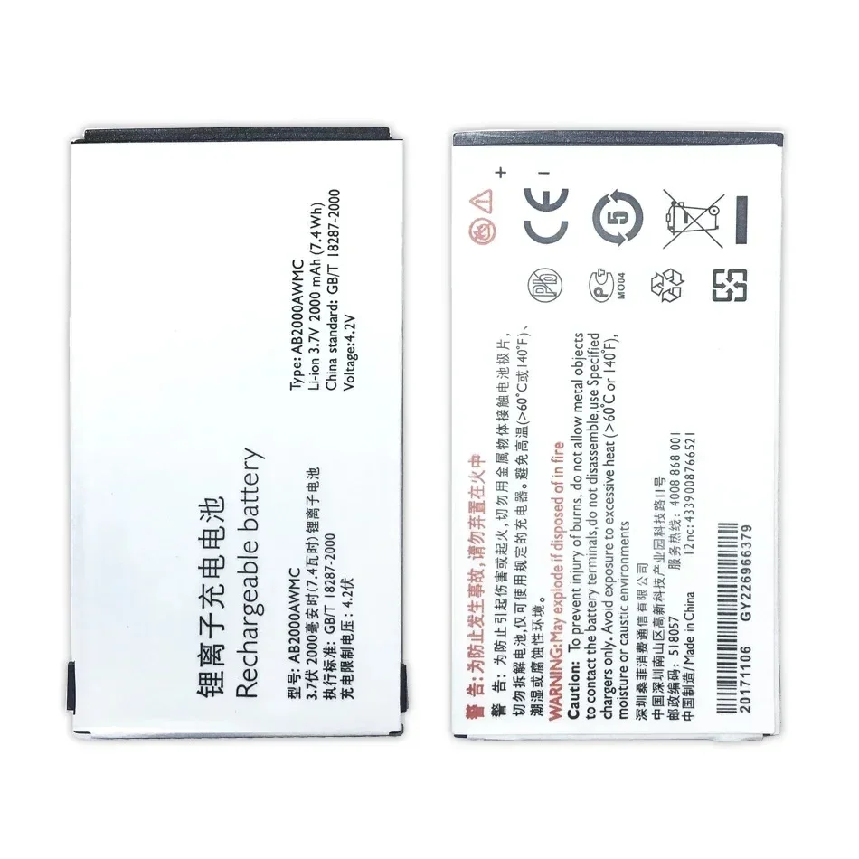 Batería de repuesto AB2000AWMC AB2000FWML 2000Mah para PHILIPS Xenium X130/X501/X623/X3560/X2300/X523/X513/X333 + número de seguimiento