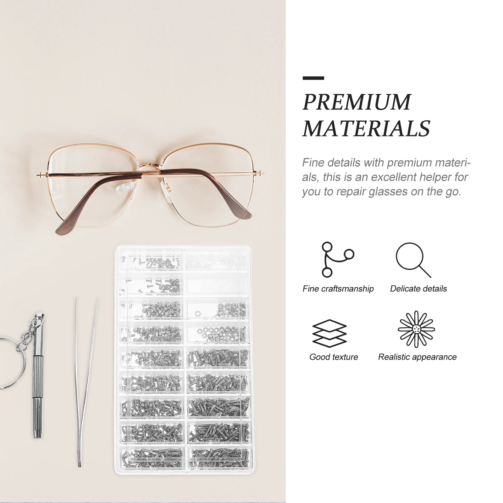 

1 set Aluminum Alloy Eyeglass Repair Kit Durable Glasses Parts Accessories Storage Box Screwdriver Set For Eyewear