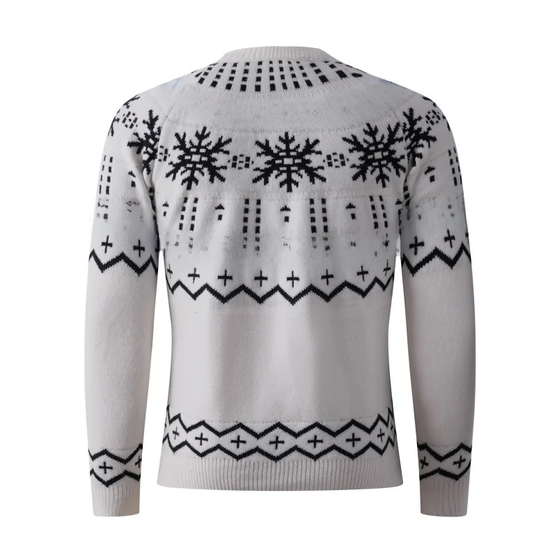 

Trendy Thiened Snowflake Decorated Men's Sweater Simple Casual All-Match Autumn Winter New Arrival Soft Polyester Knitted Top