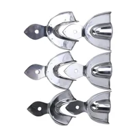 6 unids/set bandejas de Metal Dental bandeja de impresión de acero inoxidable para odontología herramientas de dentista sin agujero superior inferior 3 tamaños