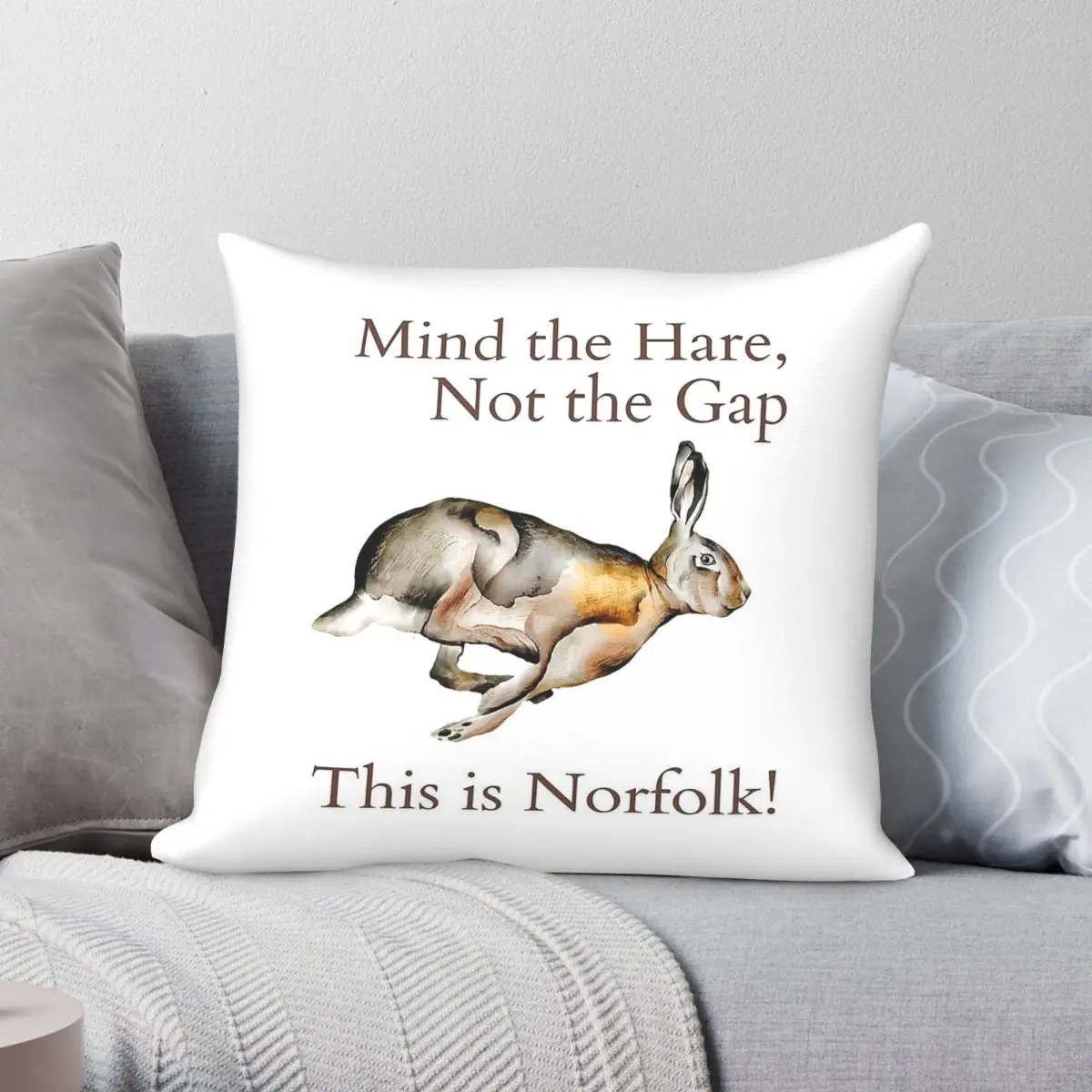 Mind The Hare Not The Gap Norfolk Square Pillowcase Polyester Linen Velvet Printed Decor Throw Pillow Case Car Cushion Cover 18