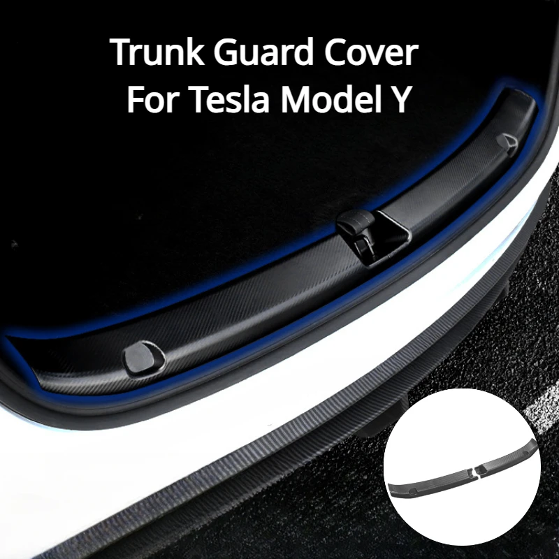 Trunk Guard Cover Threshold Protective Sticker 3D Carbon Fiber ABS Rear Bumper Protector Modely Tailgate Plate for Tesla Model Y