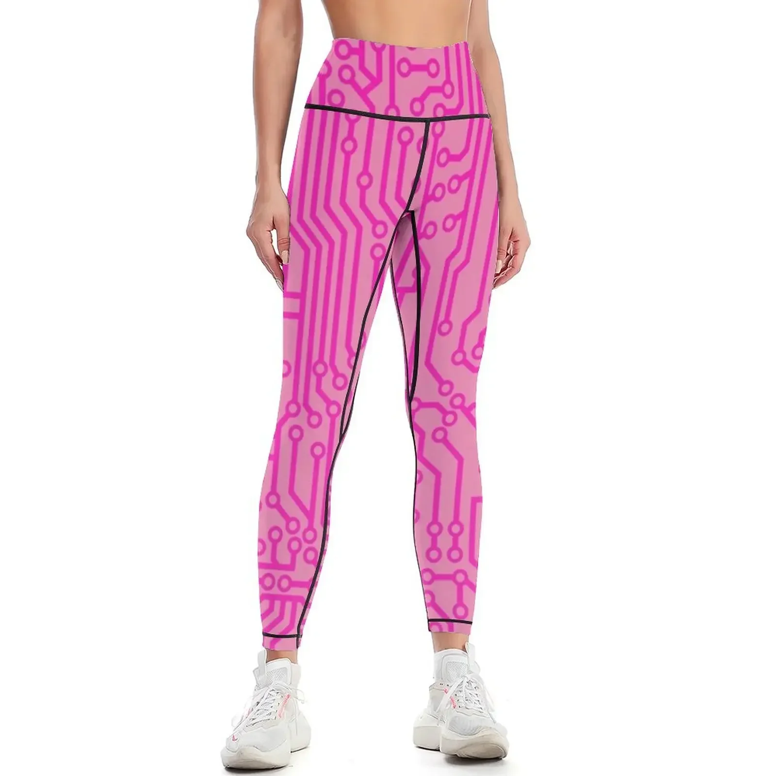 

Geeky Pink Circuit Board Pattern Leggings sports shirts gym flared sportswear woman gym 2025 gym's sportswear Womens Leggings