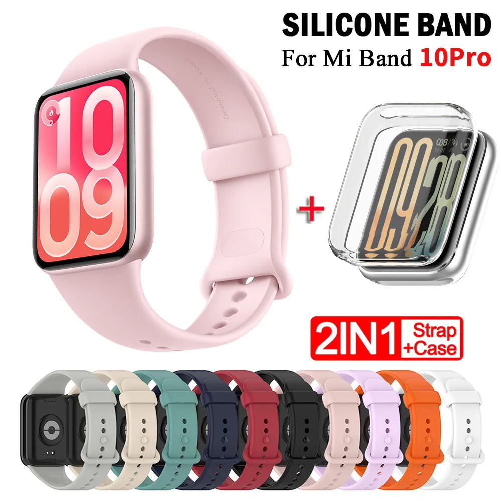 Strap+case for Xiaomi Mi Band 10 Pro Strap Smart Band Protective Case Silicone Wristband Bracelet Band for 10Pro