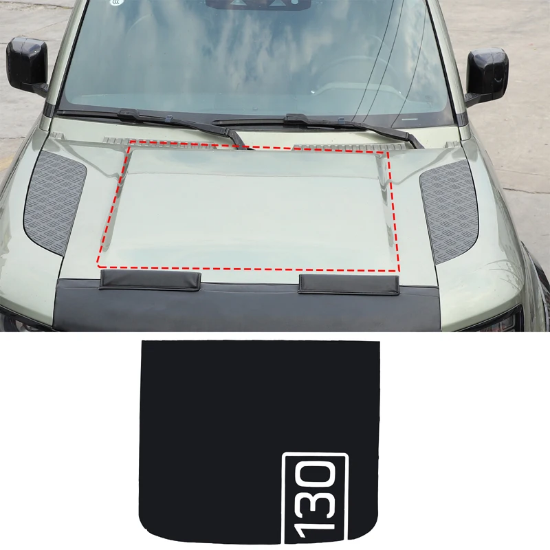 For Land Rover Defender 130 2020-2023 Car Engine Bonnet Trim Decals Hood Cover Stripes Stickers PVC Exterior Accessories 1 Pcs