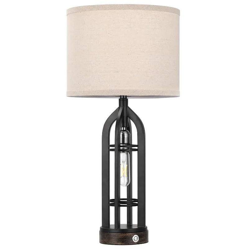 Living Room Table Lamp Bedroom Black Bedside Lamp with USB Socket Farmhouse Touch Lamp Modern Minimalist Dimmable Nigh  Lightt