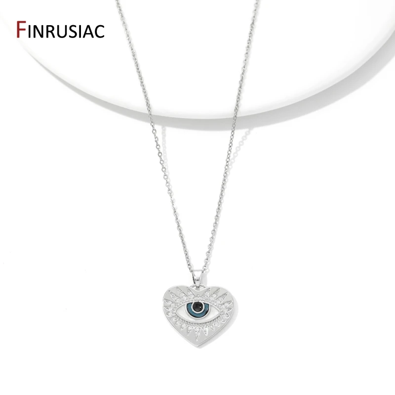 Rhodium Plated Brass Evil Eyes/Cross Pendant Necklace For Women Zirconia Jewelry Clavicle Chains Necklaces Party Gifts