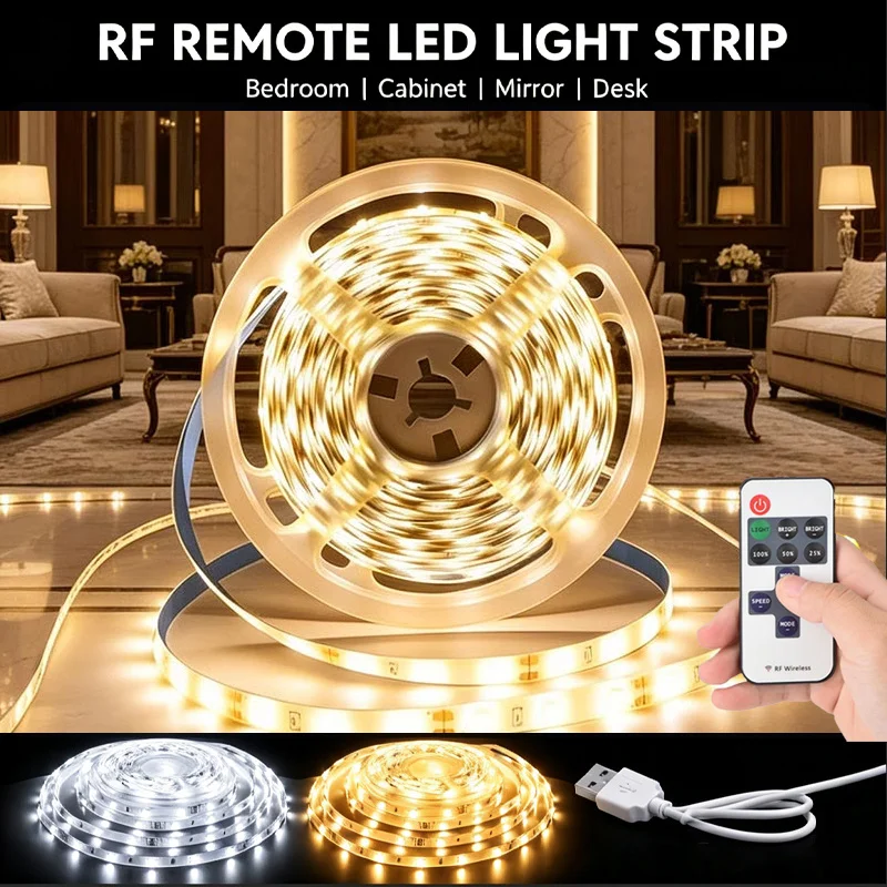 fita-de-luz-led-flexivel-smd-2835-com-conexao-usb-luzes-led-brancas-branco-quente-5v-com-controle-remoto-rf
