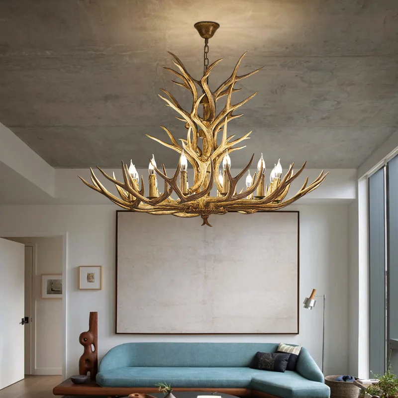 TEMAR-Antler LED Luzes Pingente, Lustre Criativo para Sala de Estar e Jantar, Decoração Moderna