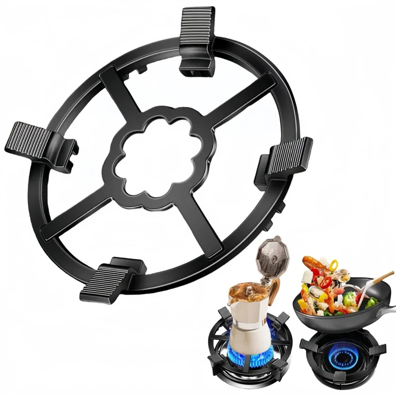 ABUL-Multipurpose Cast Iron Wok Support & Moka Pot Stovetop Ring, Gas Cooktop Accessory For Small Pans