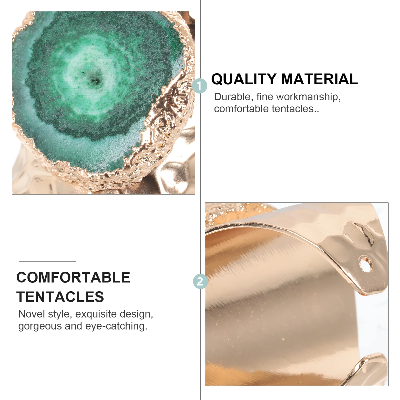 

1Pcs Gold-Plated Crystal Ring Irregular Rough Stone Elegant Hand Jewelry for Women Finger Decoration Delicate Fashion Accessory