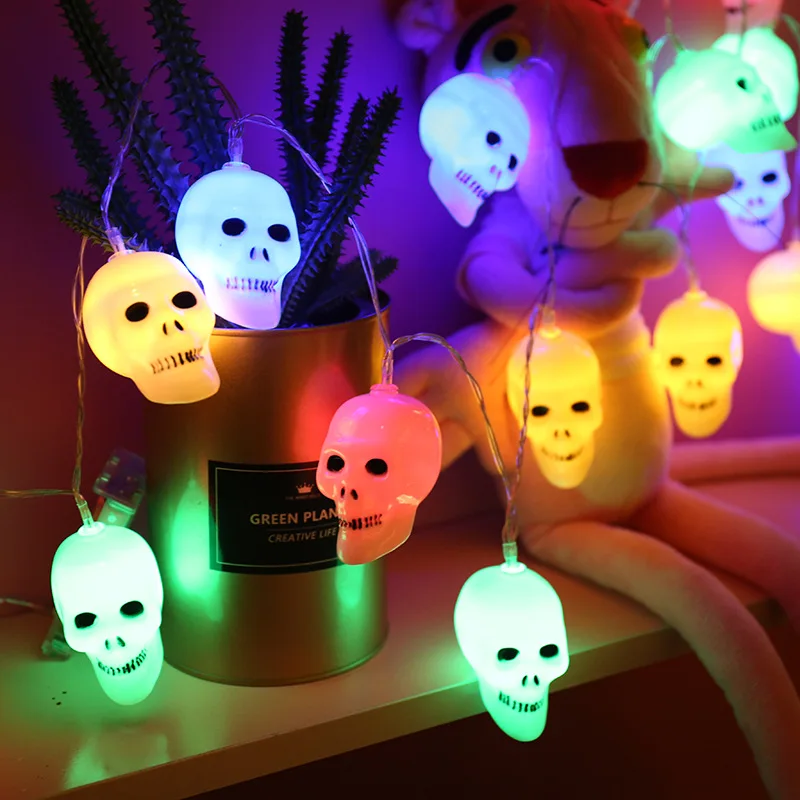 Decorazione di Halloween Skull LED String Lights capodanno Indoor Atmosphere Room batteria USB Lights Outdoor Festival Waterproof 249