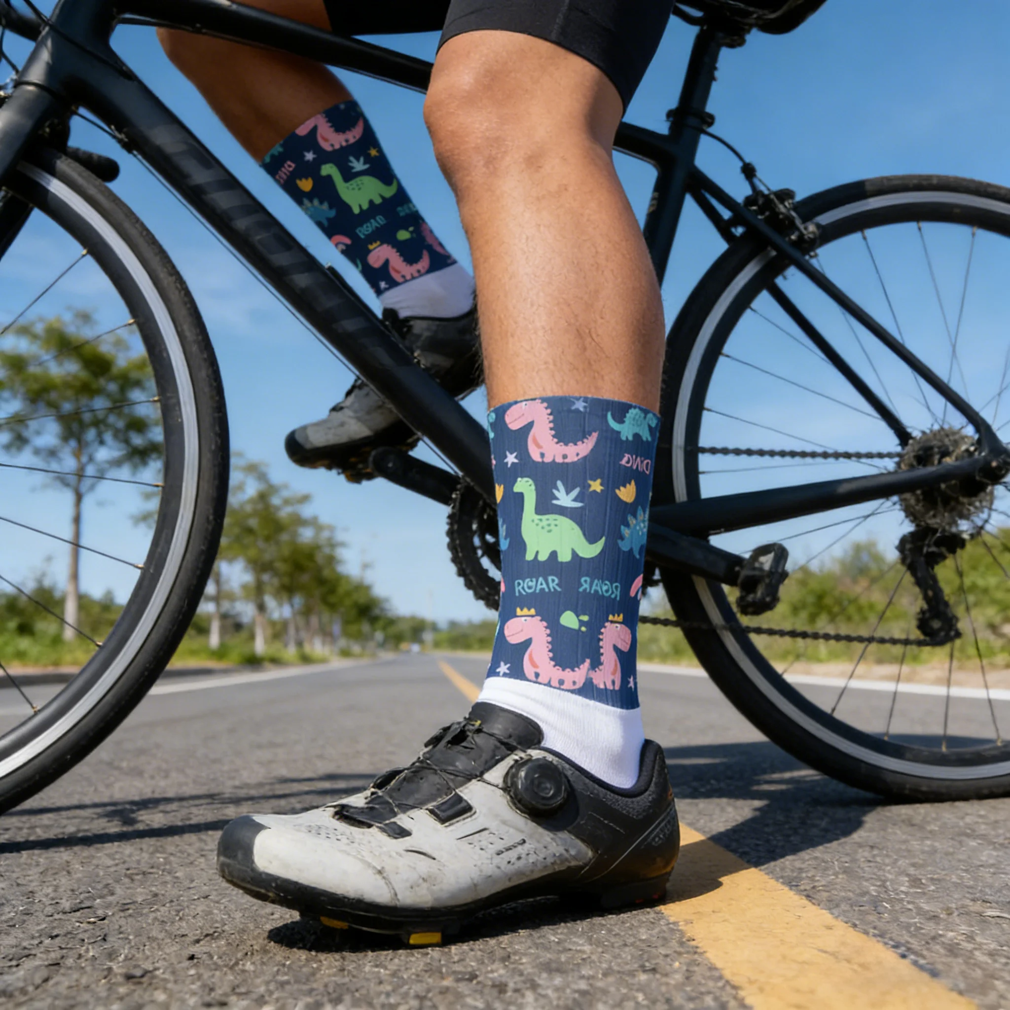 

Мужские забавные велосипедные носки в стиле хип-хоп с принтом динозавров, повседневные, подарочные, качественные, с узором, для мальчиков, яркие, необычные носки