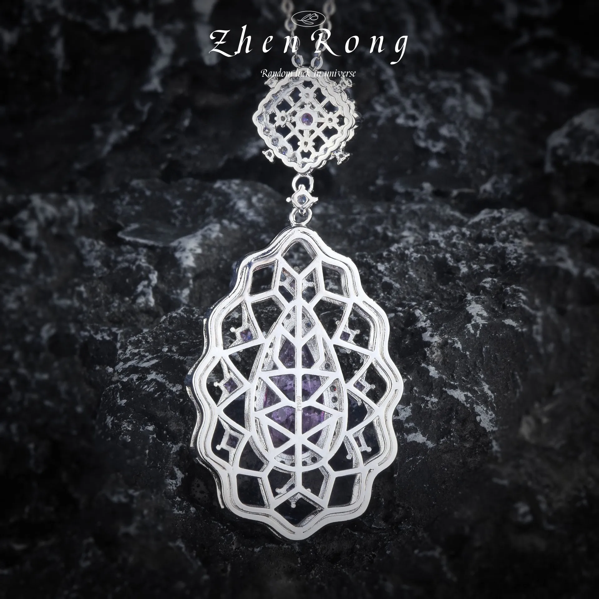 Romantic Elegant Lady's Pink Purple Cubic Zirconia Pendant Necklaces For Women Luxury Fashion Wedding Eternity Fine Jewelry