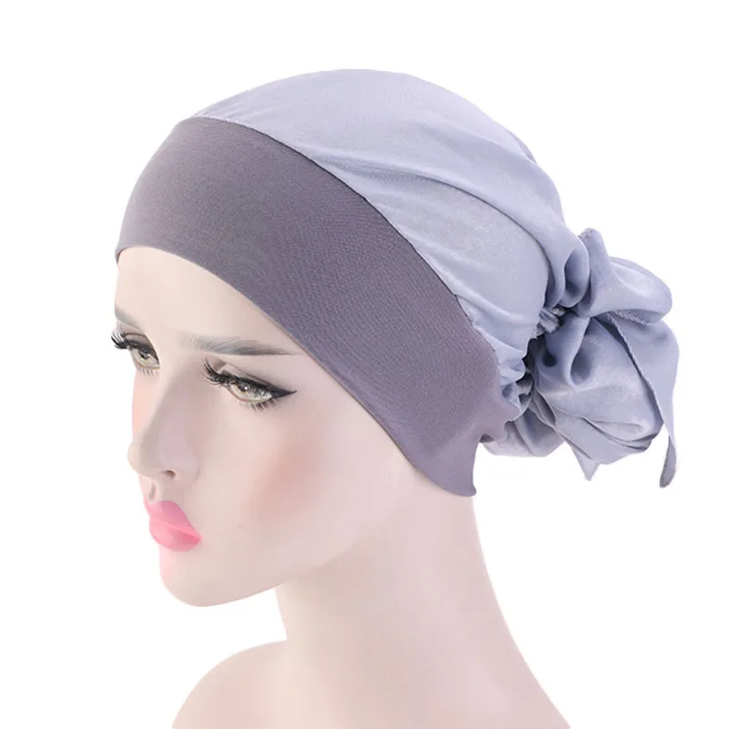 2 TEILE/LOS Frauen Muslimischen Vorgebunden Turban Kappe Kopftuch Hijab Chemo Hut Haarausfall Kopftuch Wrap Strech Bandana Haar Zubehör – Detail 3