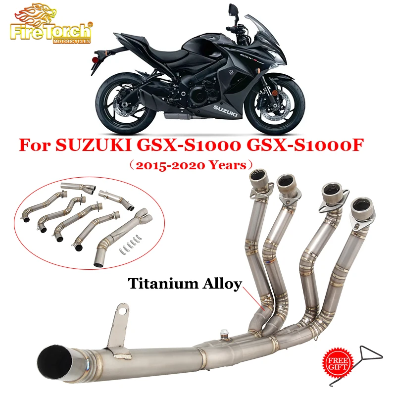 Slip On For SUZUKI GSX-S1000 GSX-S1000F 2015 - 2020 Motorcycle Exhaust Titanium Alloy Front Link Pipe Connect Original Muffler