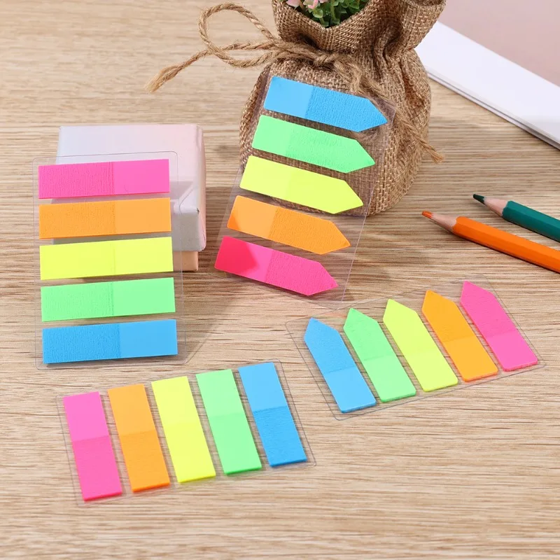 2-1Sets Candy Color Transparent Sticky Notes Memo Pad Notes Index Self -Adhesive Tabs Sticker Stationery School Office Supplies