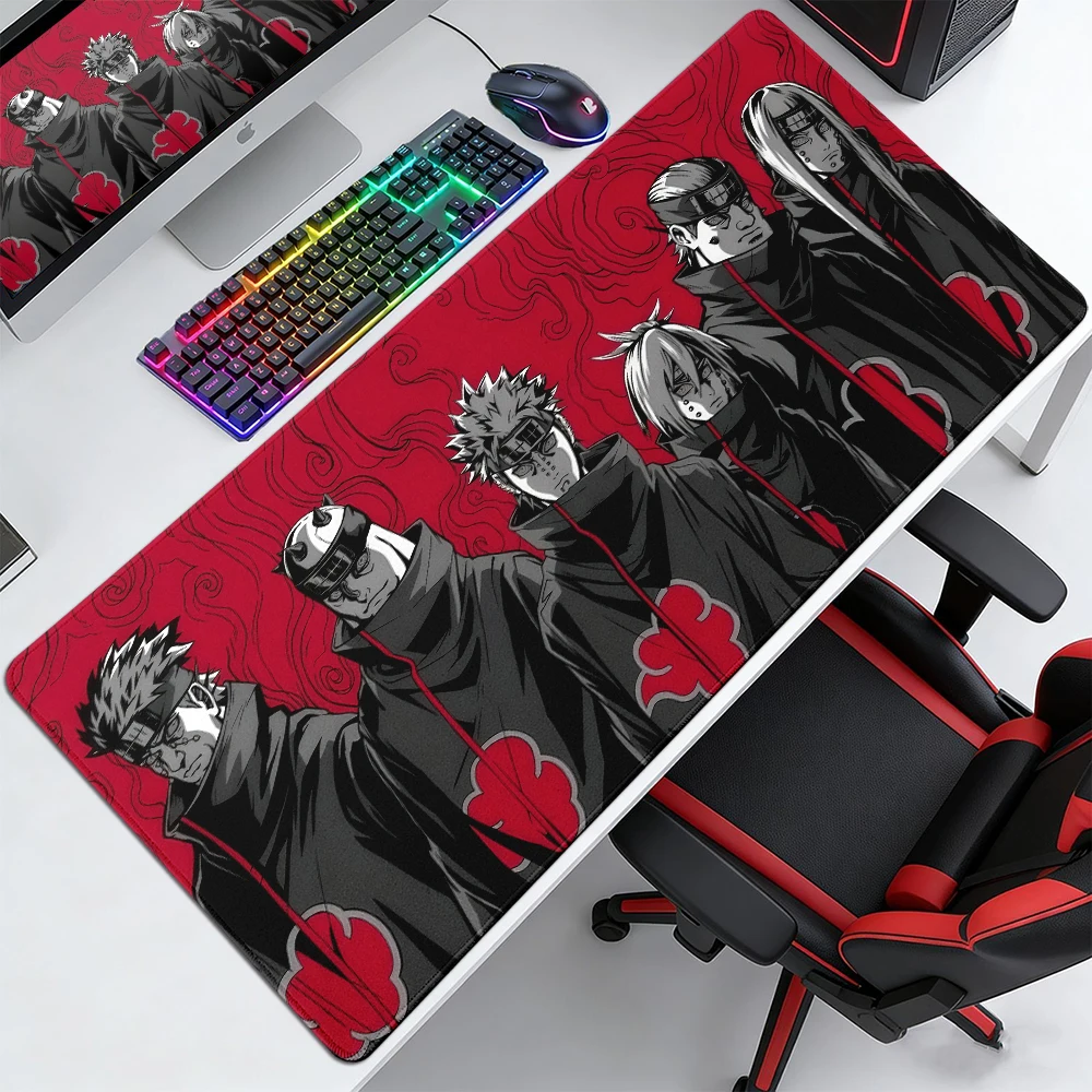 Akatsuki N-Naruto Mauspad, Anime-Gaming-Zubehör, XXL-Tastatur-Schreibtischunterlage, Gamer-Teppich, Büro-Comic-Mauspad, Schreibtischzubehör