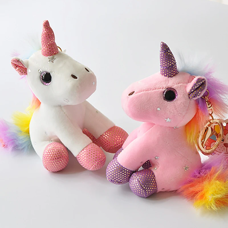 Cartoon Colourful Unicorn Plush Doll Keychain Fun Cute Animal Toys Boys Girls Backpacks Decorative Pendants Kdis Birthday Gift