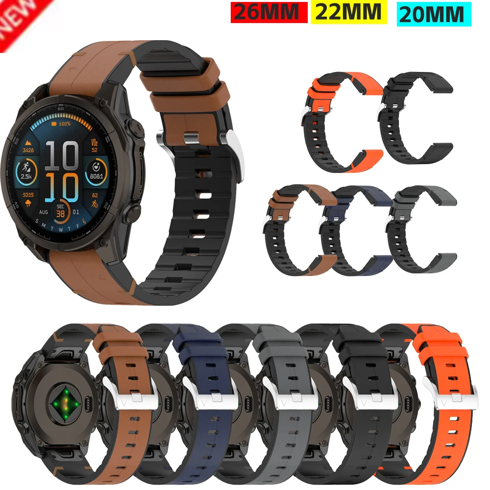 

20 22 26mm Silicone watch strapr For Garmin Quatix8 Tactix8 instinct E 40MM Fenix8 43MM/51MM Watch Band accessory replacement