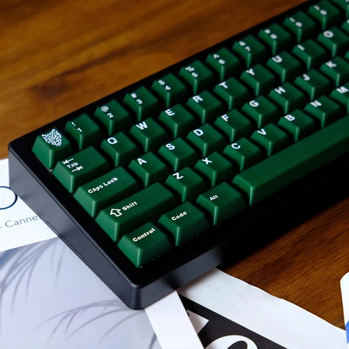 Imagen 1 del producto Teclas semitransparentes de color verde esmeralda de 114 teclas, teclas ABS de doble disparo, perfil de cereza para interruptores Gateron MX, teclado de jugador