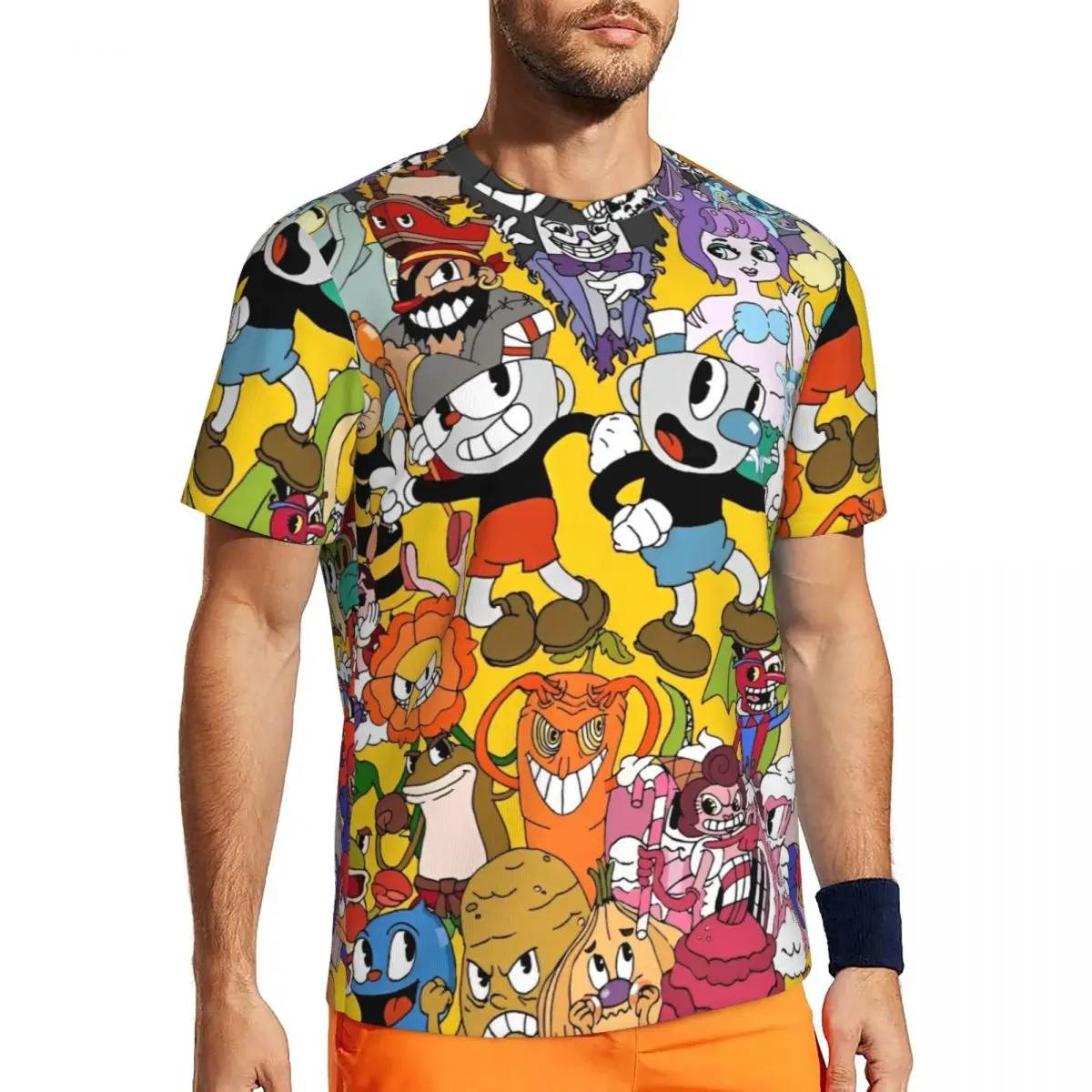 

Cuphead Cartoon Gym T-Shirt Summer Awesome T Shirts Trendy Cool Tee Shirt For Mens Custom Clothes Big Size 5XL 6XL