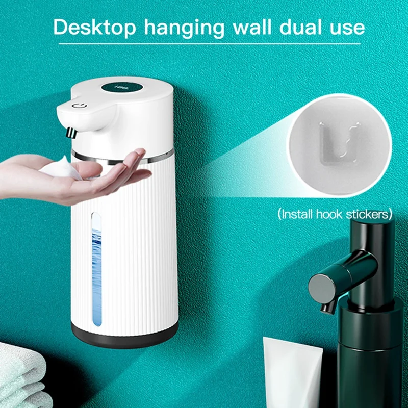 AT19-420ML Automatic Foaming Soap Dispenser 4 Gear Infrared Sensor USB Rechargeable Dispenser Wall Mounted IPX6