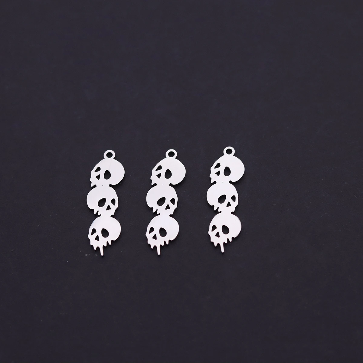 3pcs DIY Skull Stainless Steel Charms Skeleton Head Pendant For Jewelry Making Earring Necklace Keychain Accessories