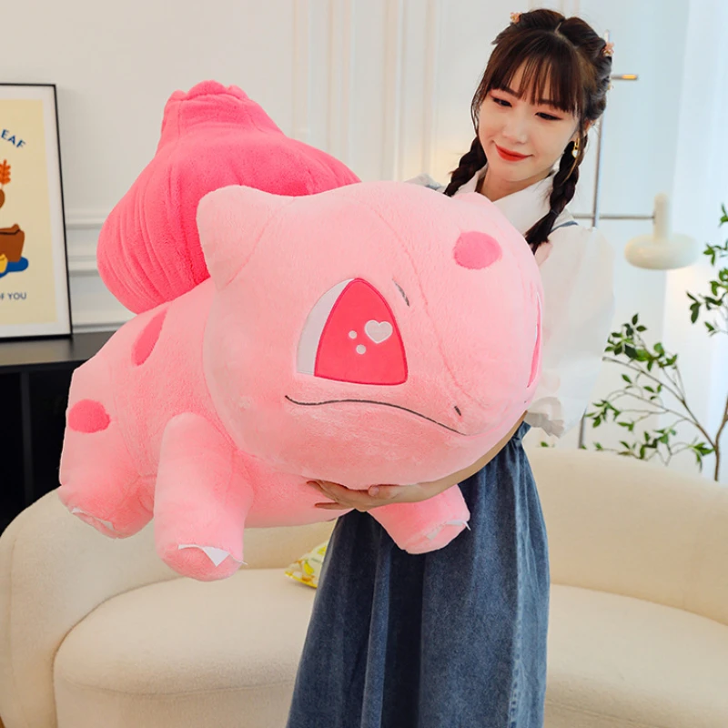 95CM Super Big Kawaii Pokémon Anime Bulbasaur muñeca dibujos animados Rosa peluche suave peluches Animal relleno nuevo regalo de cumpleaños para niños