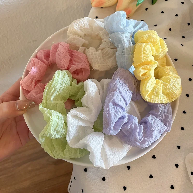 4-7pcs/set Candy Color Hair Scrunchies for Women Girls Cute Elastic Hair Ties Bands Headband Rubber Bands Hair Accessories image 4