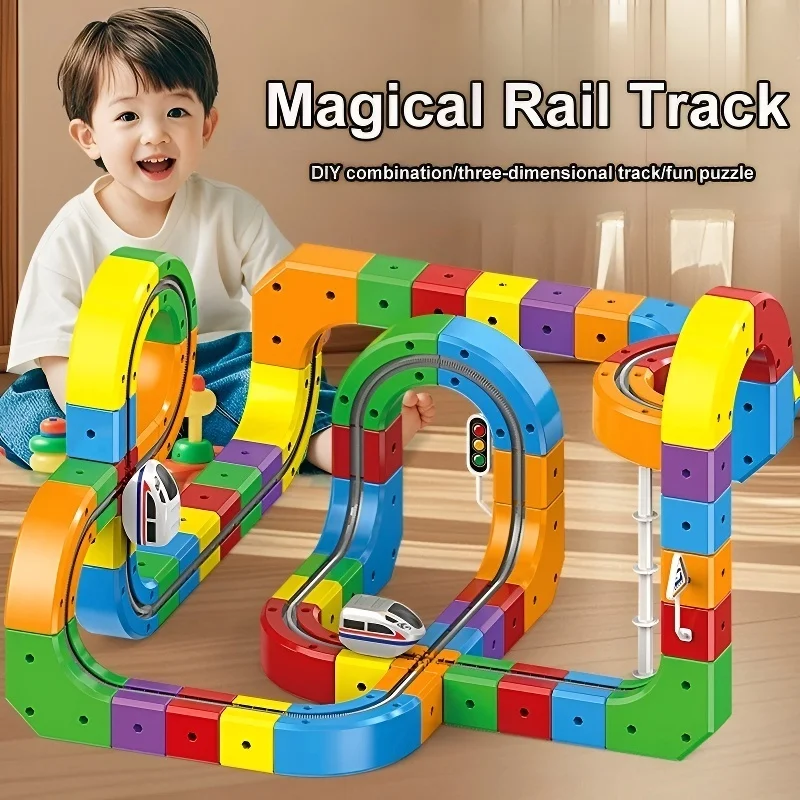 51/81 قطعة قطار كهربائي سحري المسار السكك الحديدية سيارة تجميعها اللبنات مكافحة الجاذبية السكك الحديدية المسار لعب للأطفال هدية الكريسماس #1