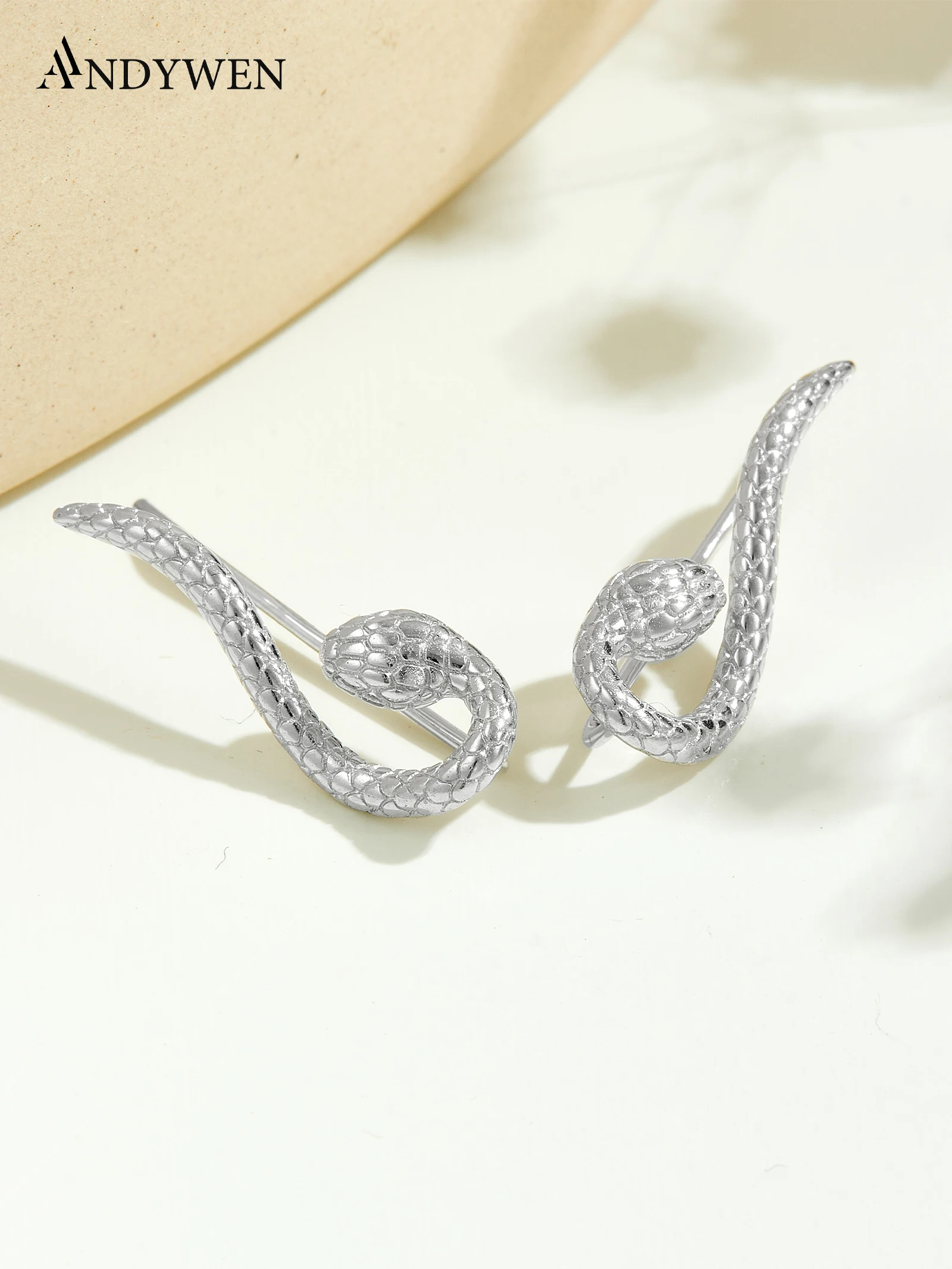 

ANDYWEN 925 Silver Snake Coil Earrings, 3D Serpent Scale Design, Unique Jewelry Gift Box for Women, Bold Style Wear